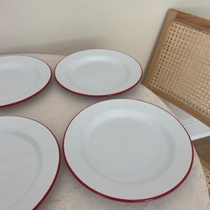 Falcon Enamelware Red Rimmed Dinner Plates